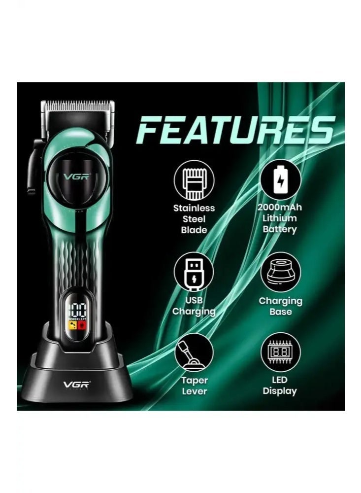 VGR V-166 Professional Personal Hair Clipper for Professionals in Beauty Salons Green - Image 3