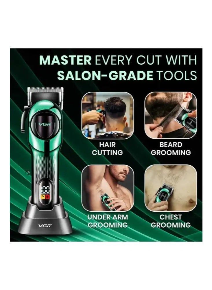 VGR V-166 Professional Personal Hair Clipper for Professionals in Beauty Salons Green - Image 2