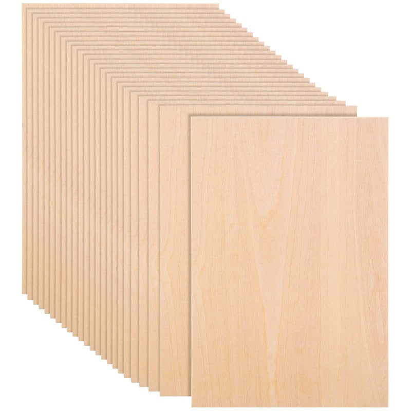 MIVIDE 25 Pack 8 x 12 Inch Basswood Sheets, 1/16 Thin Craft Plywood Sheets, Thin & Unfinished Wood Boards for Crafts, Hobby, Model Making, Wood Burning (200x300x2MM) - Image 1