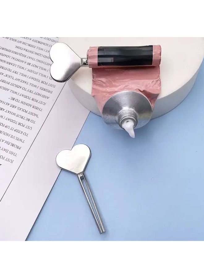Heart Shape Metal Tube Squeezer 1pc Manual Toothpaste Dispenser Stainless Steel Hand Roller - Image 2