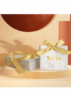 Excefore Small Thank You Gift Bags, Marble Pattern Party Favor Bags with Gold Bow Ribbon, Paper Bags for Birthday Wedding Bridesmaid Holiday Valentines Day (30Pack Gold 4.5x1.8x3.Inches)  - Image 2