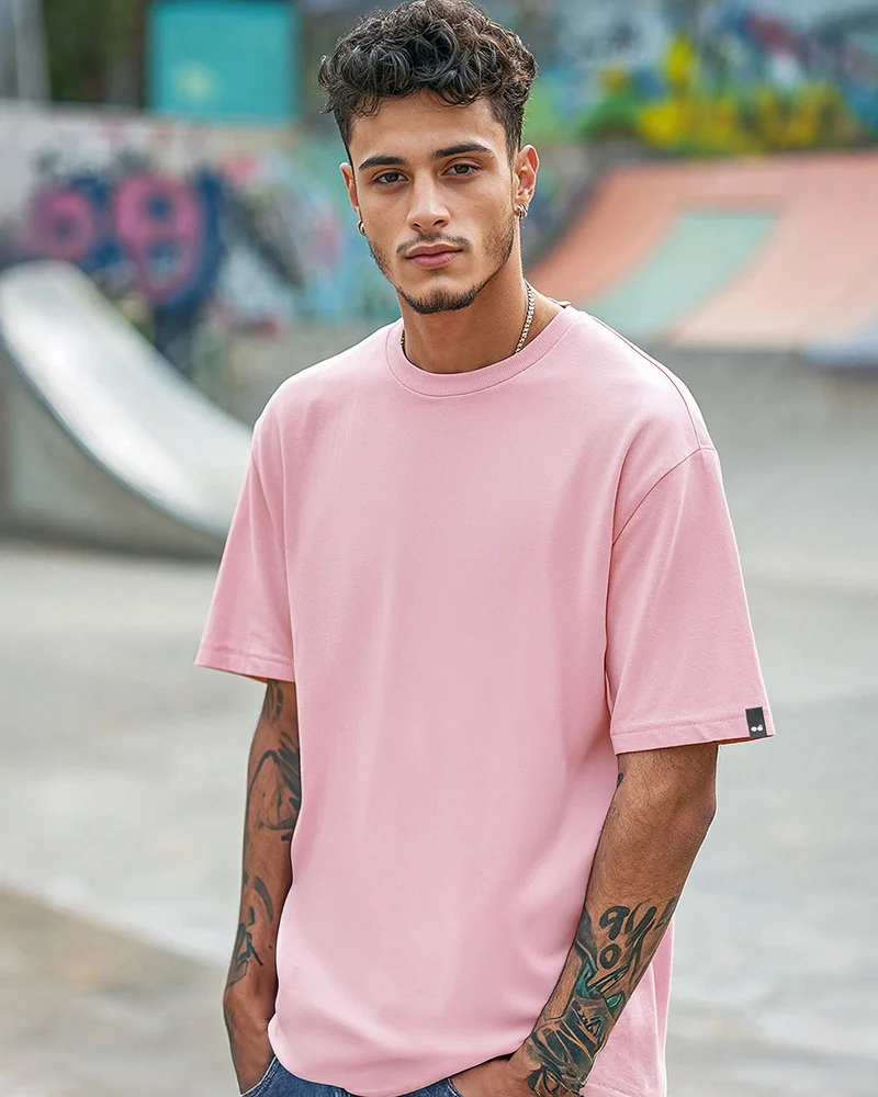 بيواكوف تيشيرت رجالي وردي واسع