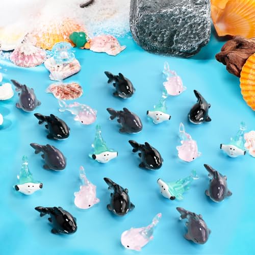 HSLCGF 20 PCS Miniature Ocean Theme Mini Resin Ocean Animals Ocean Mini Shark Figurines Resin Axolotl for DIY Fish Tank Accessories Micro Landscape Aquarium - Image 1