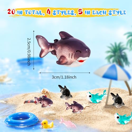 HSLCGF 20 PCS Miniature Ocean Theme Mini Resin Ocean Animals Ocean Mini Shark Figurines Resin Axolotl for DIY Fish Tank Accessories Micro Landscape Aquarium - Image 5