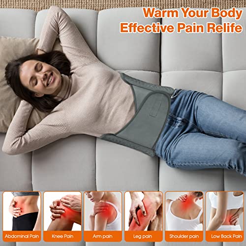 OneAmg Electric Heating Waist Pad, Heating Pads for Back Pain Relief with 6 Heating Settings and 4 Auto-Off, Heating Pad for Cramps, Waist, Lumbar, Abdomen (Grey) - Image 2
