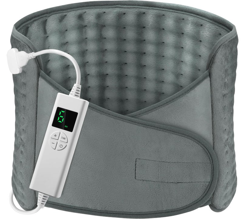 OneAmg Electric Heating Waist Pad, Heating Pads for Back Pain Relief with 6 Heating Settings and 4 Auto-Off, Heating Pad for Cramps, Waist, Lumbar, Abdomen (Grey) - Image 1