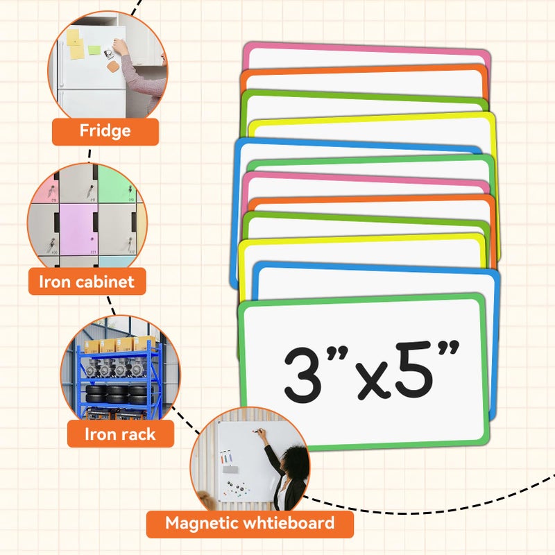 JINGZHAN 12 Pack Magnetic Dry Erase Labels 3x5 Inches - Reusable Magnetic Name Tags & Mini Dry Erase Board for Refrigerator, Classroom, Office - Eco-Friendly Whiteboard Labels for Notes, Lists, Organizing - Image 5