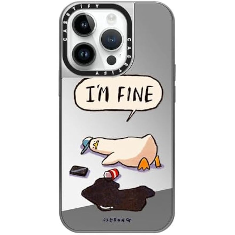 Casetify Mirror Case for iPhone 14 Pro Compatible with Magsafe - I'm fine - Silver on Silver - Image 1