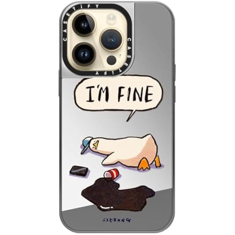 Casetify Mirror Case for iPhone 14 Pro Compatible with Magsafe - I'm fine - Silver on Silver - Image 4