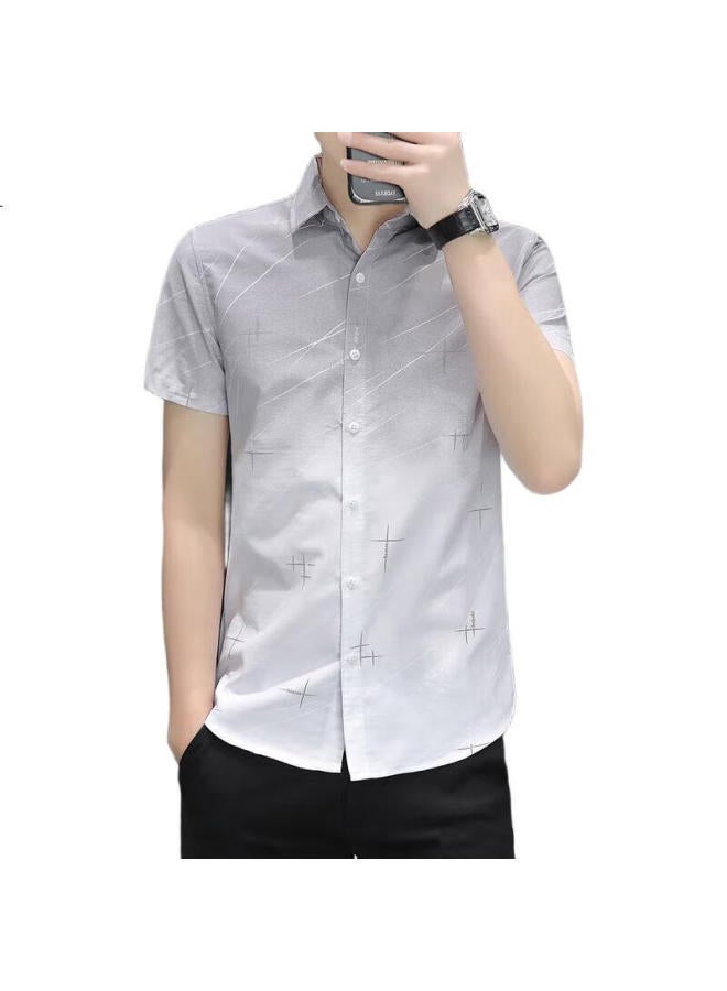 Playboy Men'S Short Sleeve Ice Silk Shirt Men'S Jacket Casual Loose Men'S Clothing Grey Xl - Image 3