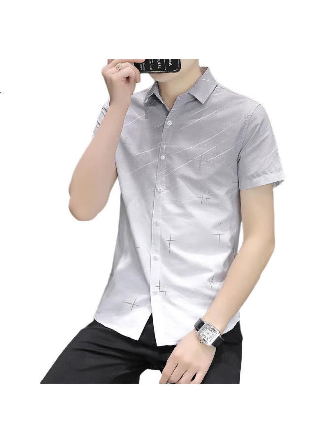 Playboy Men'S Short Sleeve Ice Silk Shirt Men'S Jacket Casual Loose Men'S Clothing Grey Xl - Image 2