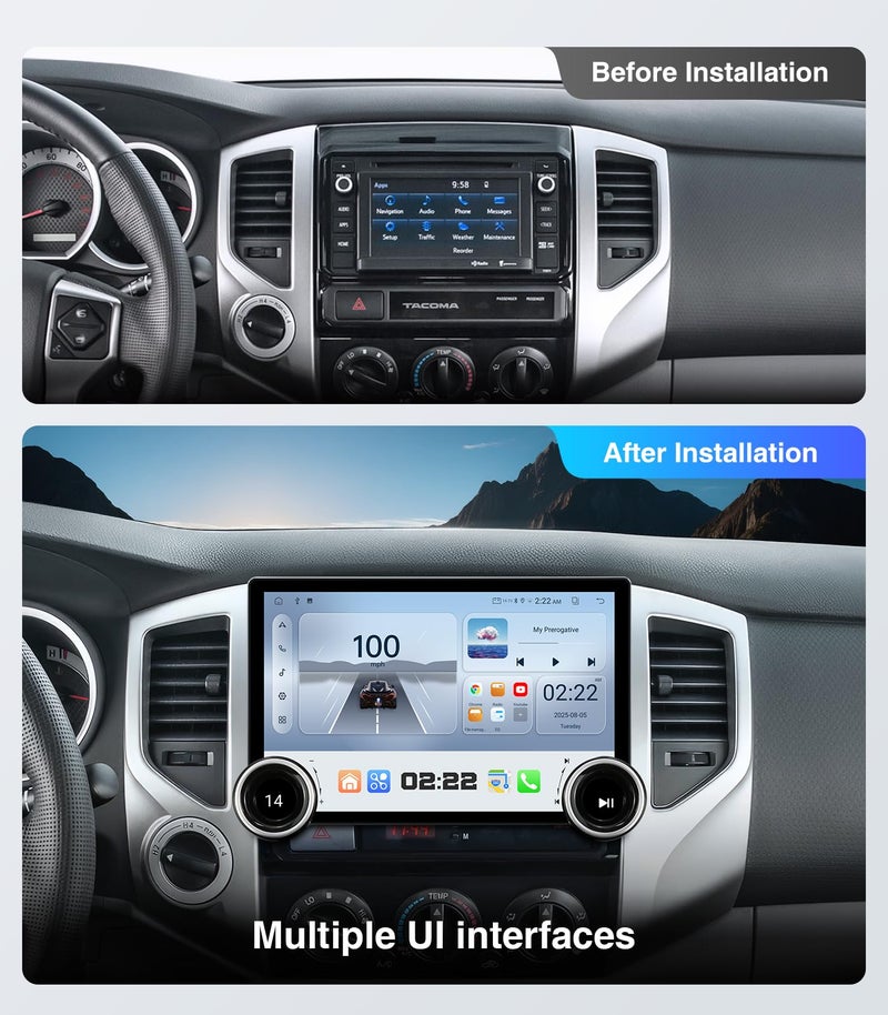 AINAVI 11.5 inch Car Stereo Dash Kit Replacement for Toyota Tacoma Radio Upgrade 2005-2015,QLED Touch Screen Head Unit w/Wired Wireless CarPlay Andriod Auto GPS Navigation 5GWiFi FM/AM Double Knob (4+64G) - Image 2