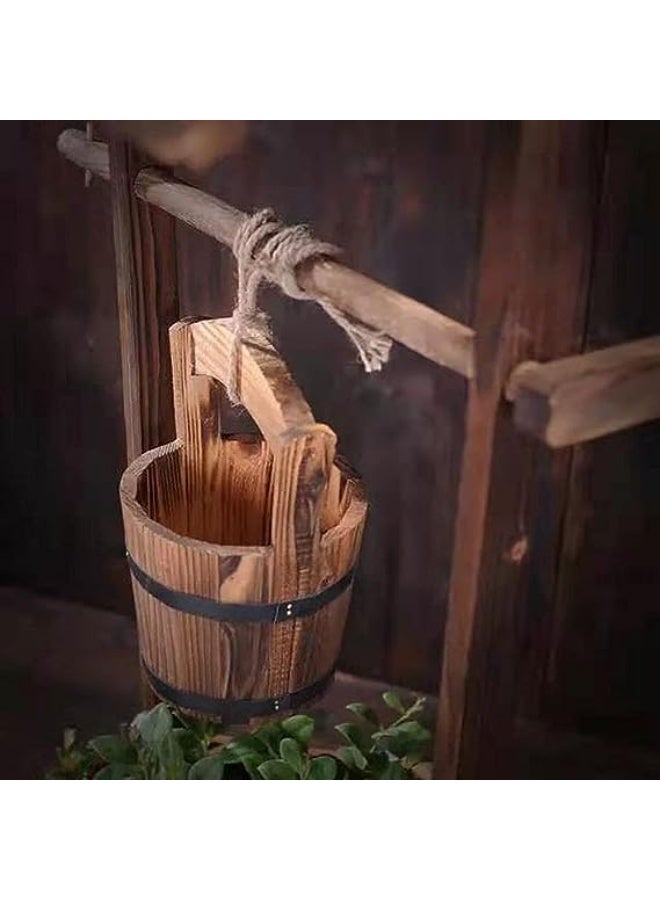 Wooden Planter Wooden Free Standing Flower Pot Well Shape Flower Container Decorative Item Flower Pot For Home Garden Flower Planter Basket Large Capicity Flower Pot Garden Features