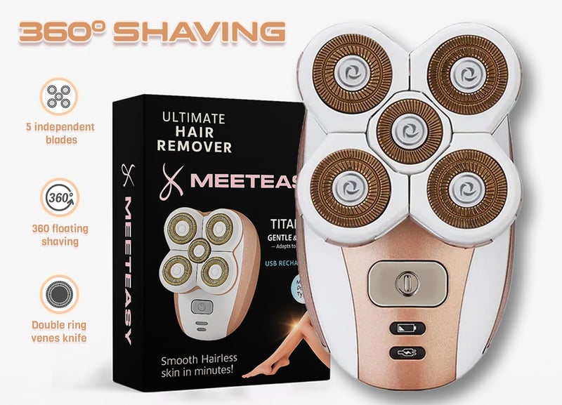 Meeteasy مزيل الشعر الكهربائي للساقين للنساء - ماكينة حلاقة للساقين والوجه والشفتين والجسم وتحت الإبط - ماكينة حلاقة نسائية بدون سلك للبيكيني - Image 4