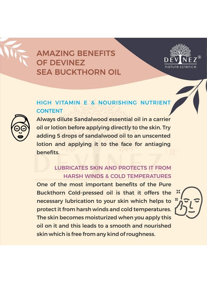 Devinez Sea Buckthorn Cold-Pressed Oil, 15ml 100% Pure, Natural & Undiluted, Calms Irritated Skin, Repairs Damaged Skin, Moisturizes Dry Skin, Soothes Sunburn, Powerful Anti-Aging Properties - Image 4