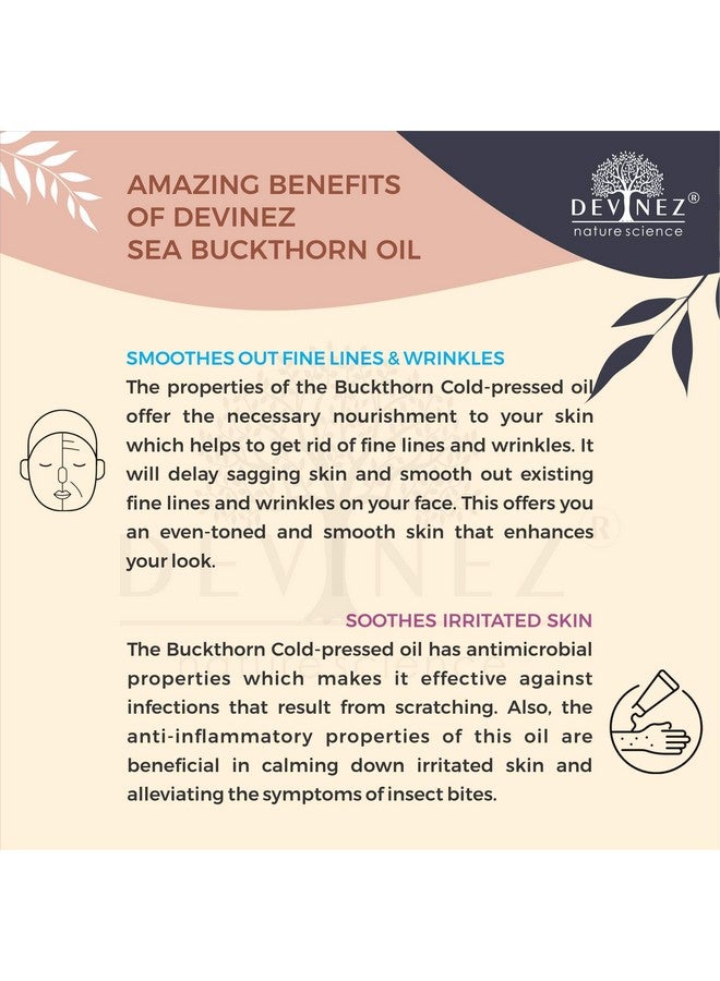 Devinez Sea Buckthorn Cold-Pressed Oil, 15ml 100% Pure, Natural & Undiluted, Calms Irritated Skin, Repairs Damaged Skin, Moisturizes Dry Skin, Soothes Sunburn, Powerful Anti-Aging Properties - Image 3