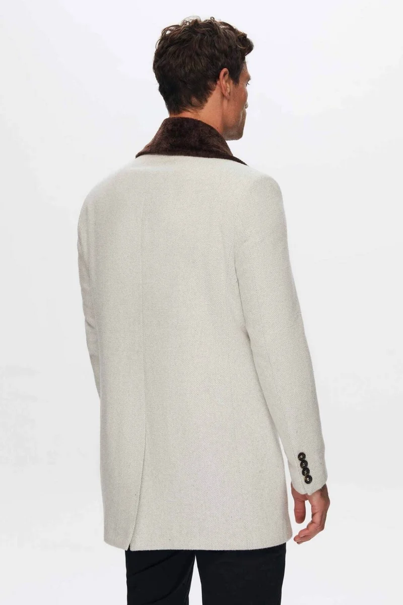 D'S DAMAT Regular Fit Beige Detachable Fur Coat 9HF08ORT10004