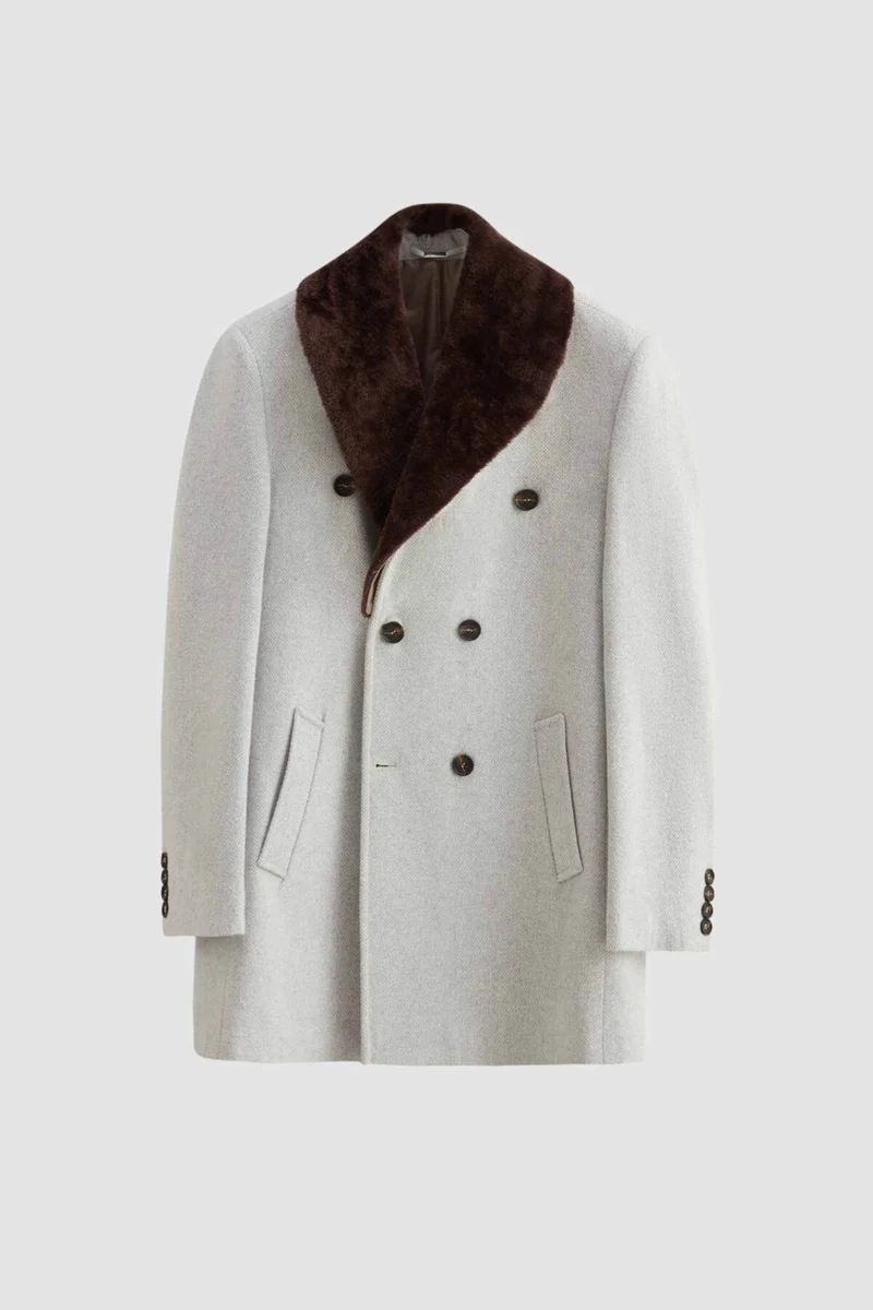 D'S DAMAT Regular Fit Beige Detachable Fur Coat 9HF08ORT10004