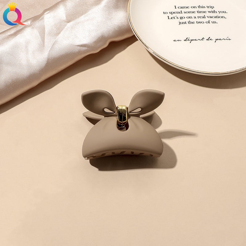Generic Qiyue Korean curry simple shark clip frosted hairpin fashion back head plate hair clip hair accessories wholesaleMilk coffee scrub grip-butterfly Milk coffee scrub grip-butterfly
