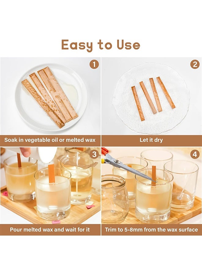 50 فتيلة شموع خشبية، فتائل شموع لصناعة الشموع خالية من الدخان طبيعيًا، قواعد شموع خشبية بقاعدة حديدية لصناعة الشموع بنفسك، فتائل شموع خشبية خالية من الدخان مع صوت فرقعة لشمع الشموع - Image 4