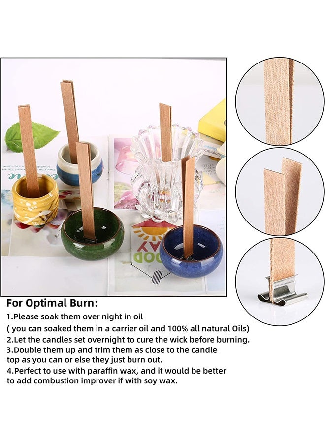 50 فتيلة شموع خشبية، فتائل شموع لصناعة الشموع خالية من الدخان طبيعيًا، قواعد شموع خشبية بقاعدة حديدية لصناعة الشموع بنفسك، فتائل شموع خشبية خالية من الدخان مع صوت فرقعة لشمع الشموع - Image 5