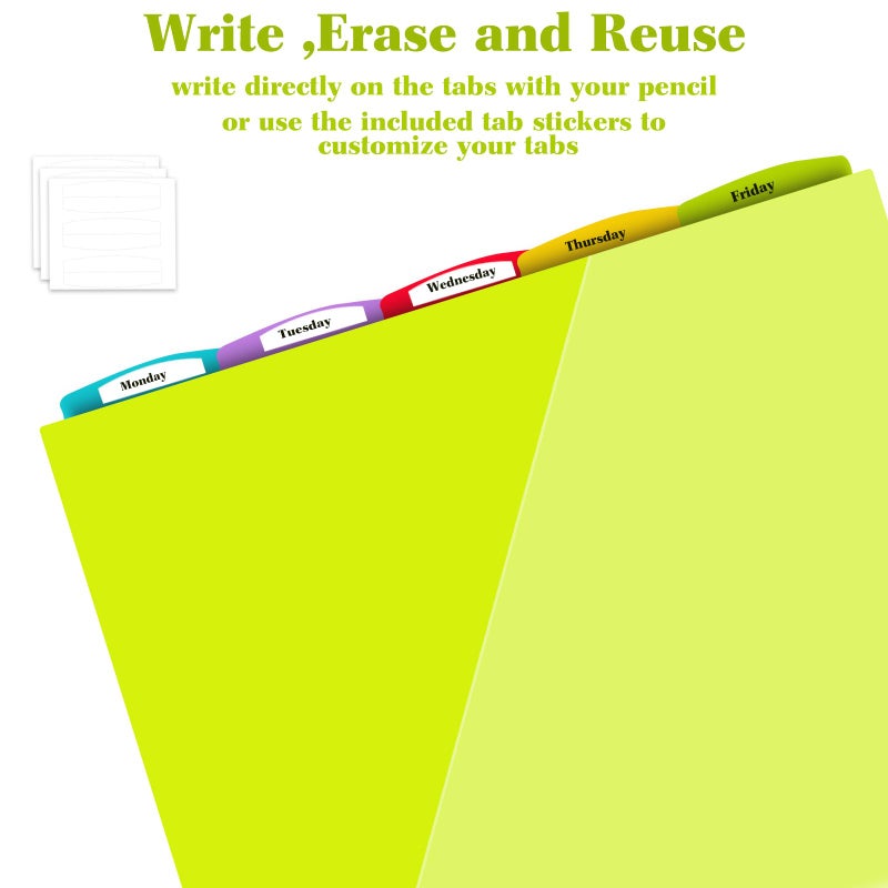 Infun 5-Tab Plastic Binder Dividers With Front Pockets - 3 Sets 15 Pcs Multicolor Binder Dividers With Tabs For Binders  5 Tab Dividers With Pockets - Image 2