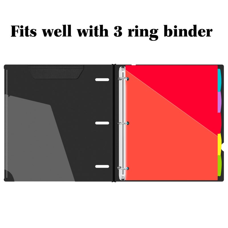 Infun 5-Tab Plastic Binder Dividers With Front Pockets - 3 Sets 15 Pcs Multicolor Binder Dividers With Tabs For Binders  5 Tab Dividers With Pockets - Image 4