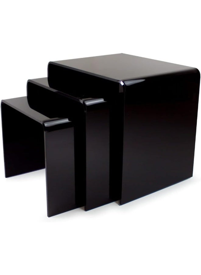 TPGP Black Acrylic Perspex Plastic Nest Of Tables Living Room Table - Image 1