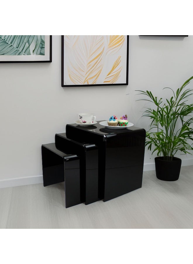 TPGP Black Acrylic Perspex Plastic Nest Of Tables Living Room Table - Image 4