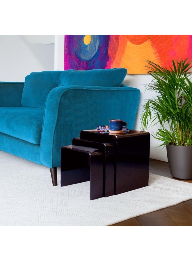 TPGP Black Acrylic Perspex Plastic Nest Of Tables Living Room Table - Image 3