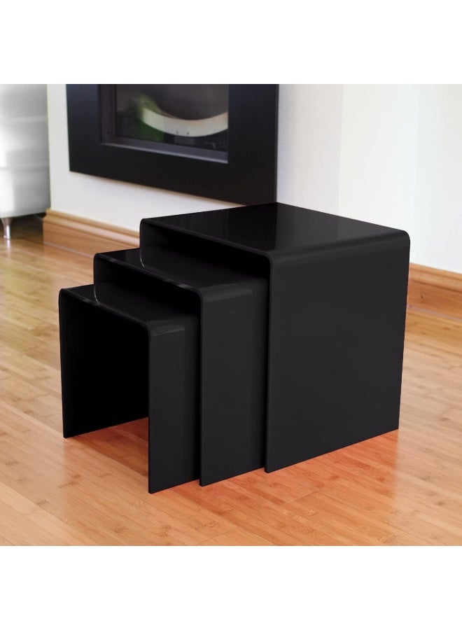 TPGP Black Acrylic Perspex Plastic Nest Of Tables Living Room Table - Image 2