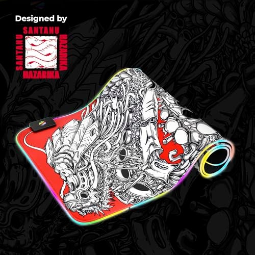 ZEBRONICS Blaze XL RGB Gaming Mouse pad (Designed by Santanu Hazarika) 80 x 30cm with 13 RGB Modes, 2 Levels of Brightness, Micro Weave Texture for Optimal Accuracy(Red + White) - Image 3