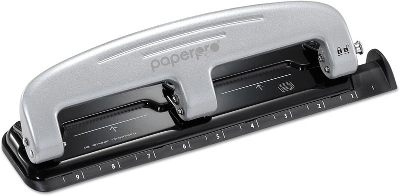 Bostitch Office inPRESS 12 Reduced Effort Three-Hole Punch, Silver/Black (2101) - Image 5