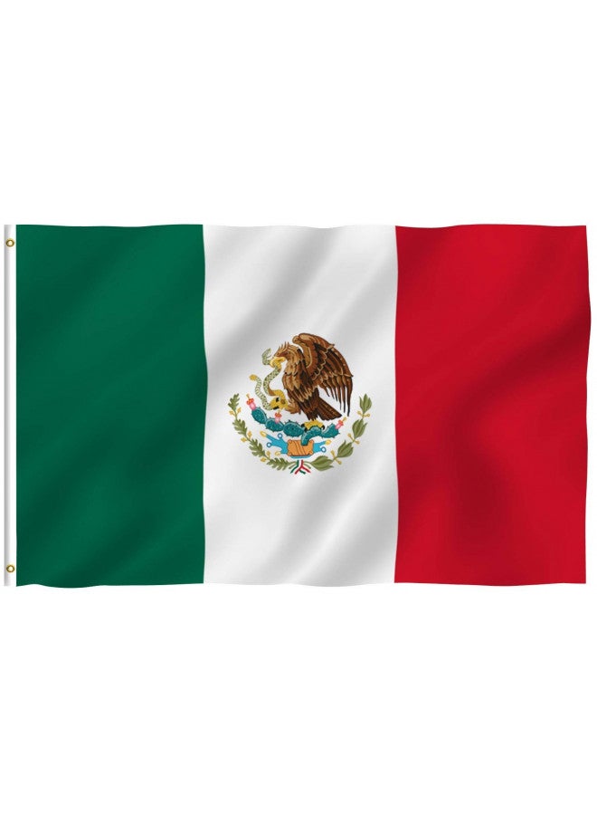 Anley Anley Fly Breeze 3x5 Foot Mexico Flag - Vivid Color and Fade proof - Canvas Header and Double Stitched - Mexican MX National Flags Polyester with Brass Grommets 3 X 5 Ft  - Image 1
