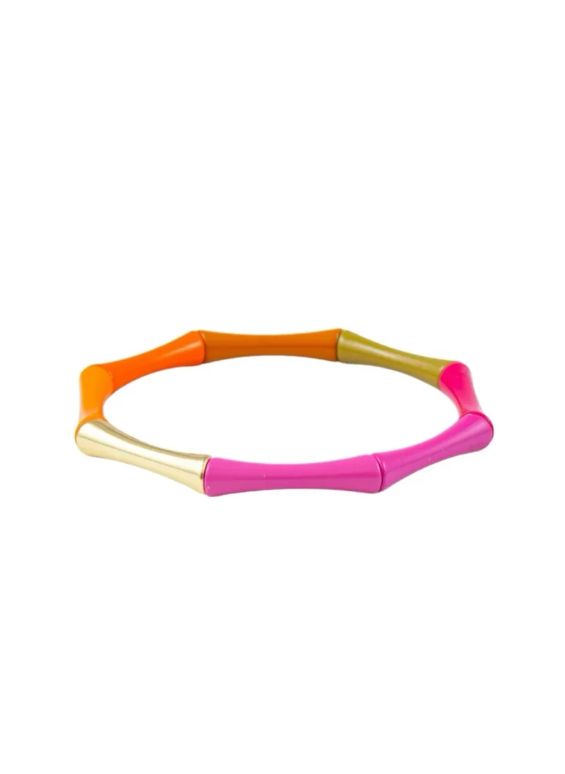 Bamboo colorful bracelet orange/pink