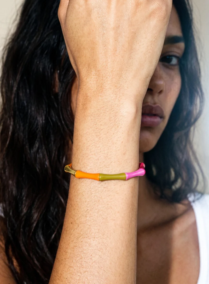 AMIE Dubai  Bamboo colorful bracelet orange/pink for Women | Best Price UAE