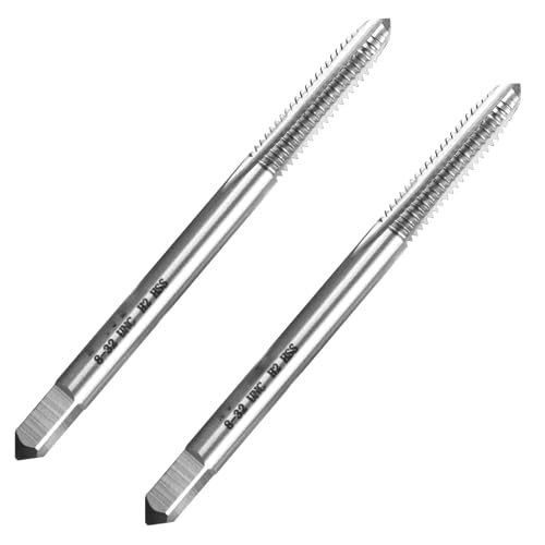 LWCUSNJ 2pcs No 8-32 UNC Thread Tap Right Hand, M2 HSS 8 x 32 UNC Straight Fluted Machine Tap - Image 1