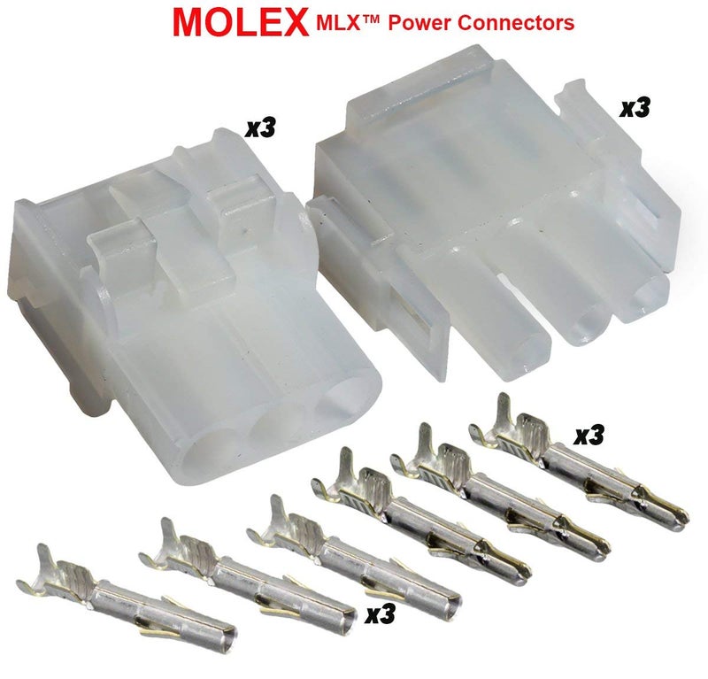 Molex -3 Match Set - (3-Pin) w/14-20 AWG, Wire Connector - 2.13mm D, Latch Lock, MLX™ - Image 2
