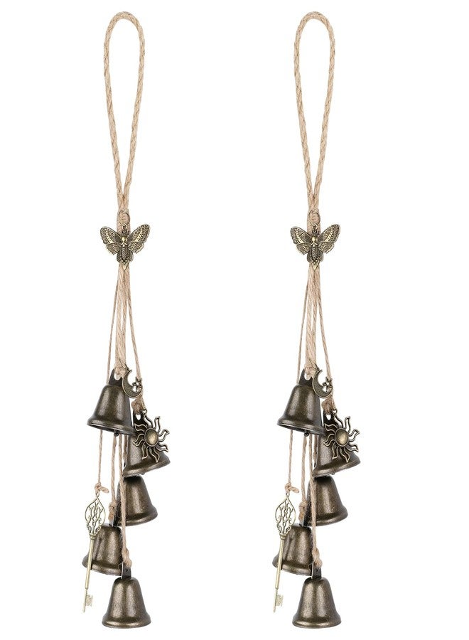 Resflyar 2 Pcs Witch Bells for Door Knob for Protection Witch Wind Chimes Door Hanger Brass Bells Hanging Witchcraft Wicca Supplies Wiccan Magic Wind Chimes Witchy Room Home Door Decor Gifts - Image 1