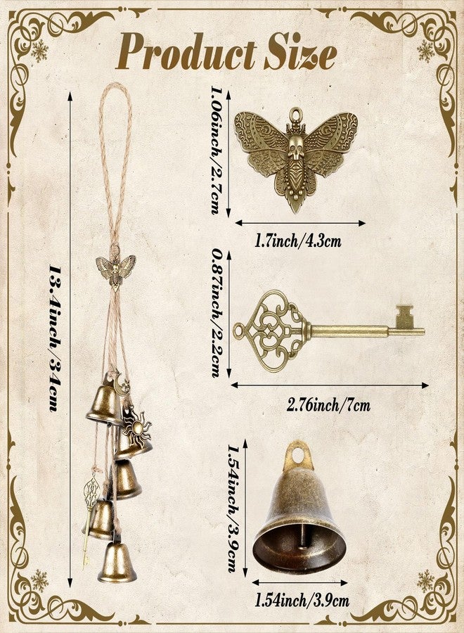 Resflyar 2 Pcs Witch Bells for Door Knob for Protection Witch Wind Chimes Door Hanger Brass Bells Hanging Witchcraft Wicca Supplies Wiccan Magic Wind Chimes Witchy Room Home Door Decor Gifts - Image 2