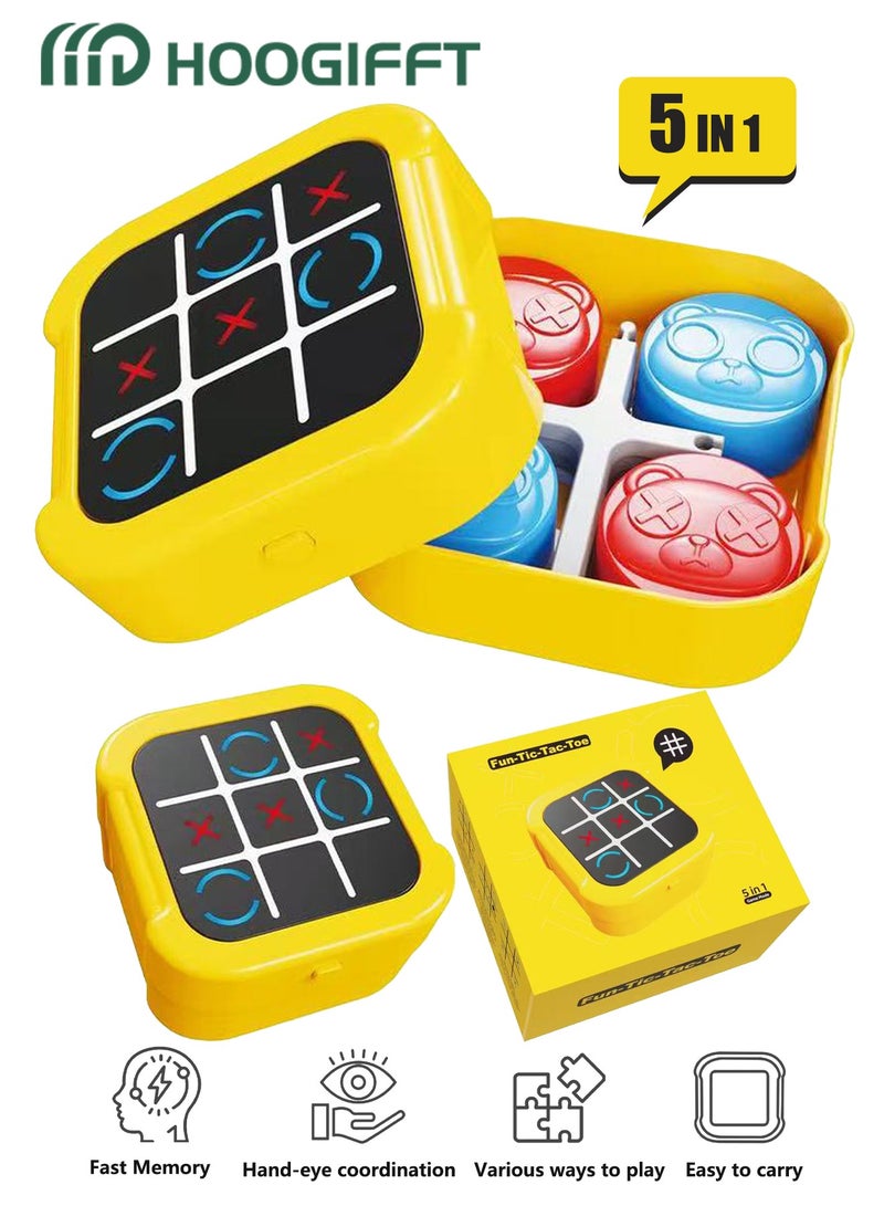 HOOGIFFT 5 in 1 Electronic Handheld Puzzle Game Console, Tic Tac Toe Bolt Game Travel Tic Tac Toys, Educational Travel Games Family Game Improve Memory and Concentration,Fidget Toys for Kids and Adults - Image 1