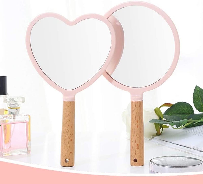 RoarCraft Hand Held Mirror for Makeup Small Wood Hand Mirror Portable Travel Vanity Mirror for MenWomen 55W x 92L inch White Round - Image 5