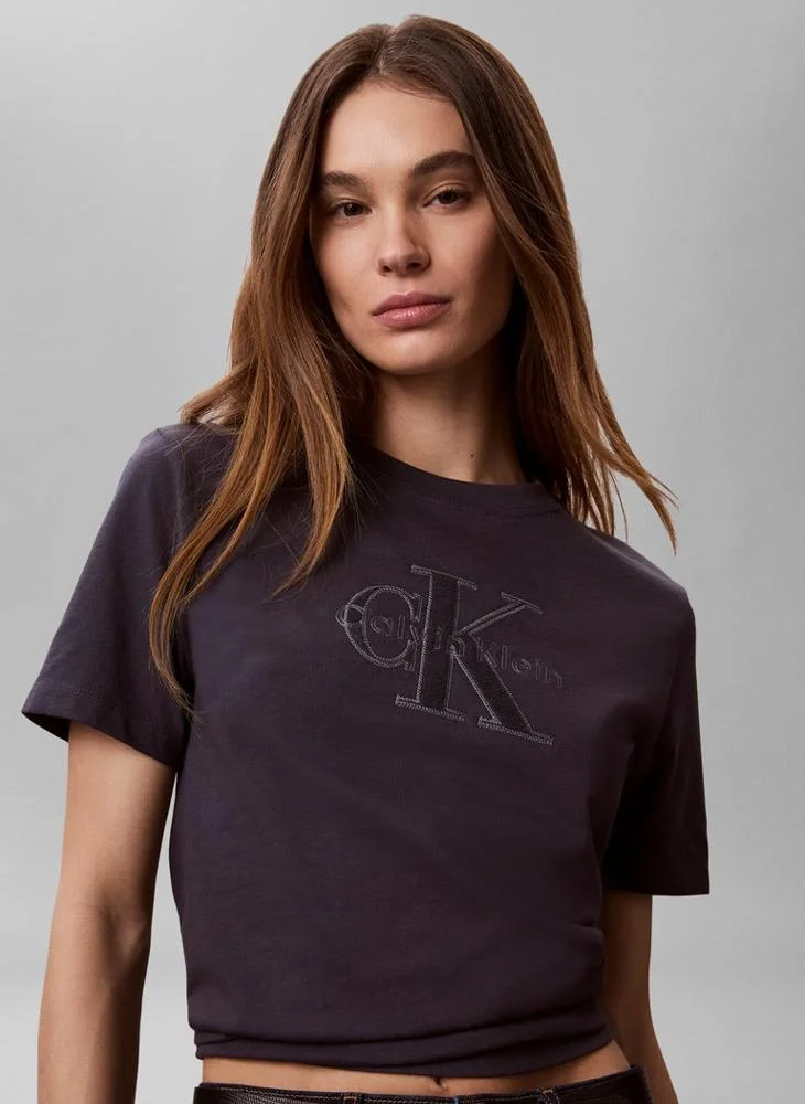 Calvin Klein Jeans  Textured Monologo Terry T-Shirt for Women | Best Price UAE