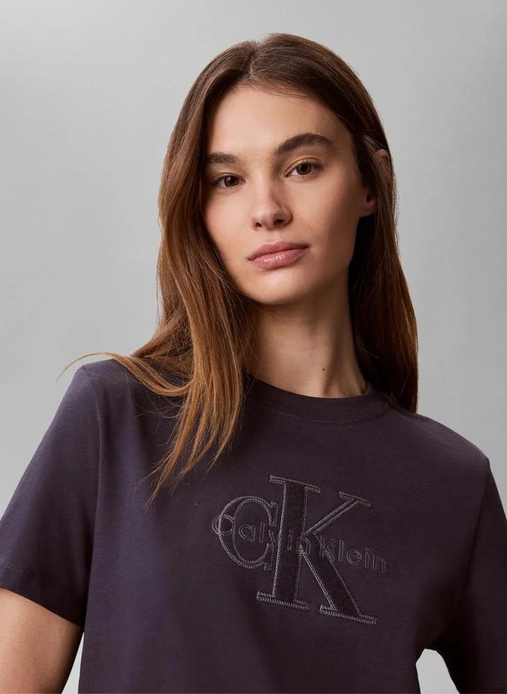 Calvin Klein Jeans  Textured Monologo Terry T-Shirt for Women | Best Price UAE