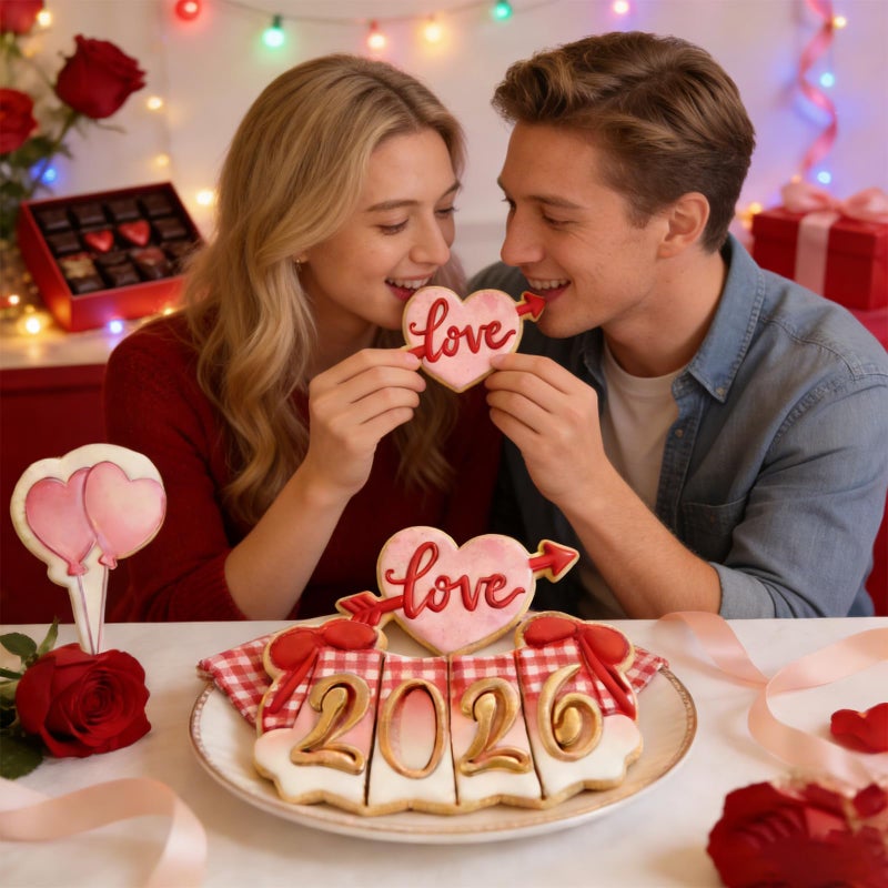Flycalf Cookie Cutters Love Set of 7 with Plunger Stamps Detailed Holiday Cake PLA 3.5" Baking Accessories Cutter Molds Gifts to for Party Kitchen Supplies - Image 5