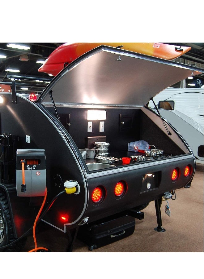 مصباح ذيل مقطورة دائري، 2 قطعة، مصابيح توقف حمراء بتقنية 24 LED، مصابيح ذيل مقطورة من الفولاذ المقاوم للصدأ بحجم 4 إنش للشاحنات، الفانات، المخيمات، القوارب، والشاحنات (معتمد من DOT) - Image 3