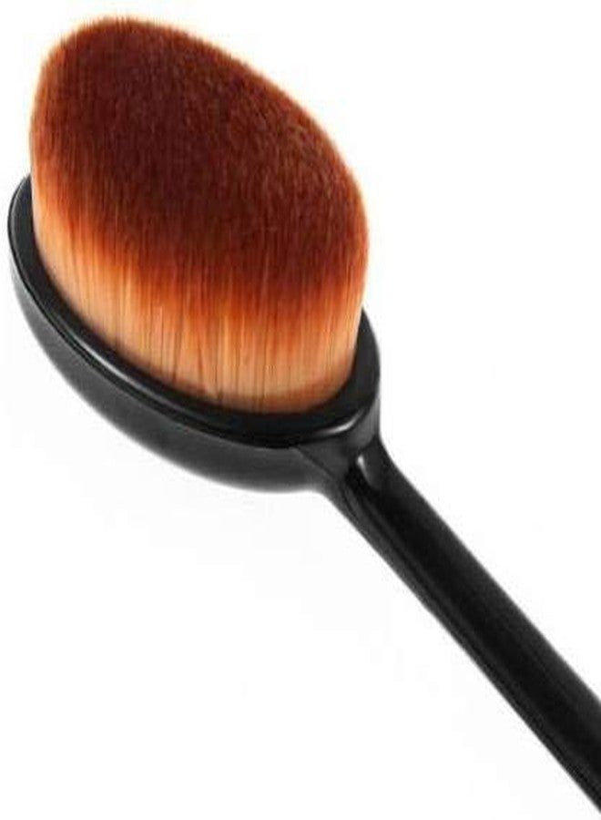 Makeup Cosmetic Brush and Oval Foundation Brush with Sponge Puff ( White) - Image 2