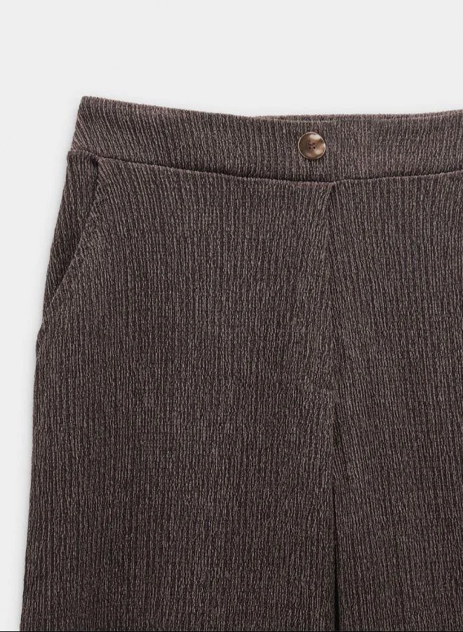 Parfois Brown Trousers with pockets and texture for Women | Best Price UAE