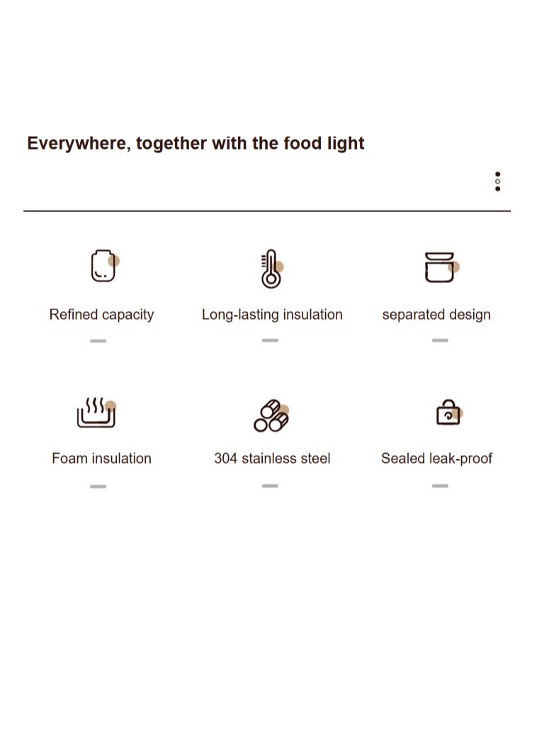 general 304 stainless steel, food storage box, lunch box, suitable for office work, can be heated in a microwave, portable and convenient for breakfast and lunch, multifunctional, clean, beautiful, hygienic, washable, airtight, no smell - milky white + thermal bag + folding spoon - Image 3