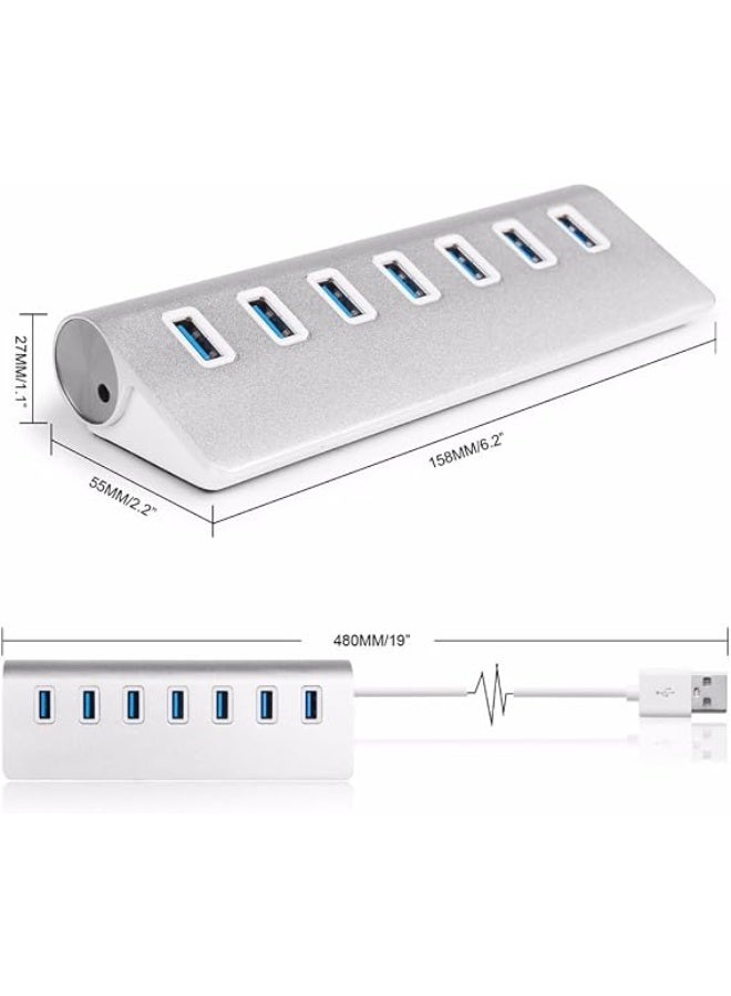 7-Port USB 2.0 Hub High-Speed Aluminum Multi USB Expander with 60cm Cable for Laptop, PC, MacBook and iMac - Image 4